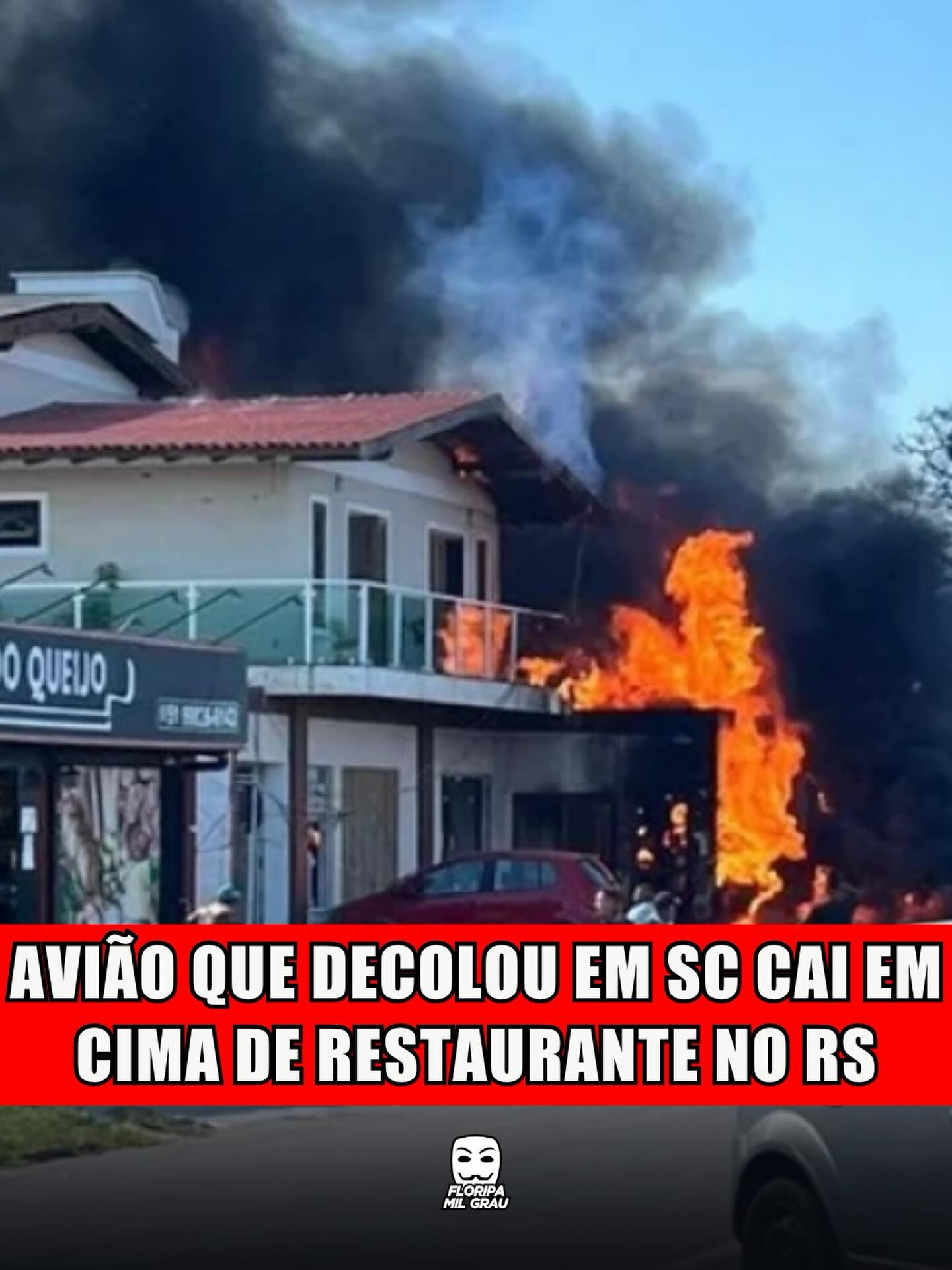 AVIÃO QUE DECOLOU EM SC CAI EM CIMA DE RESTAURANTE NO RS