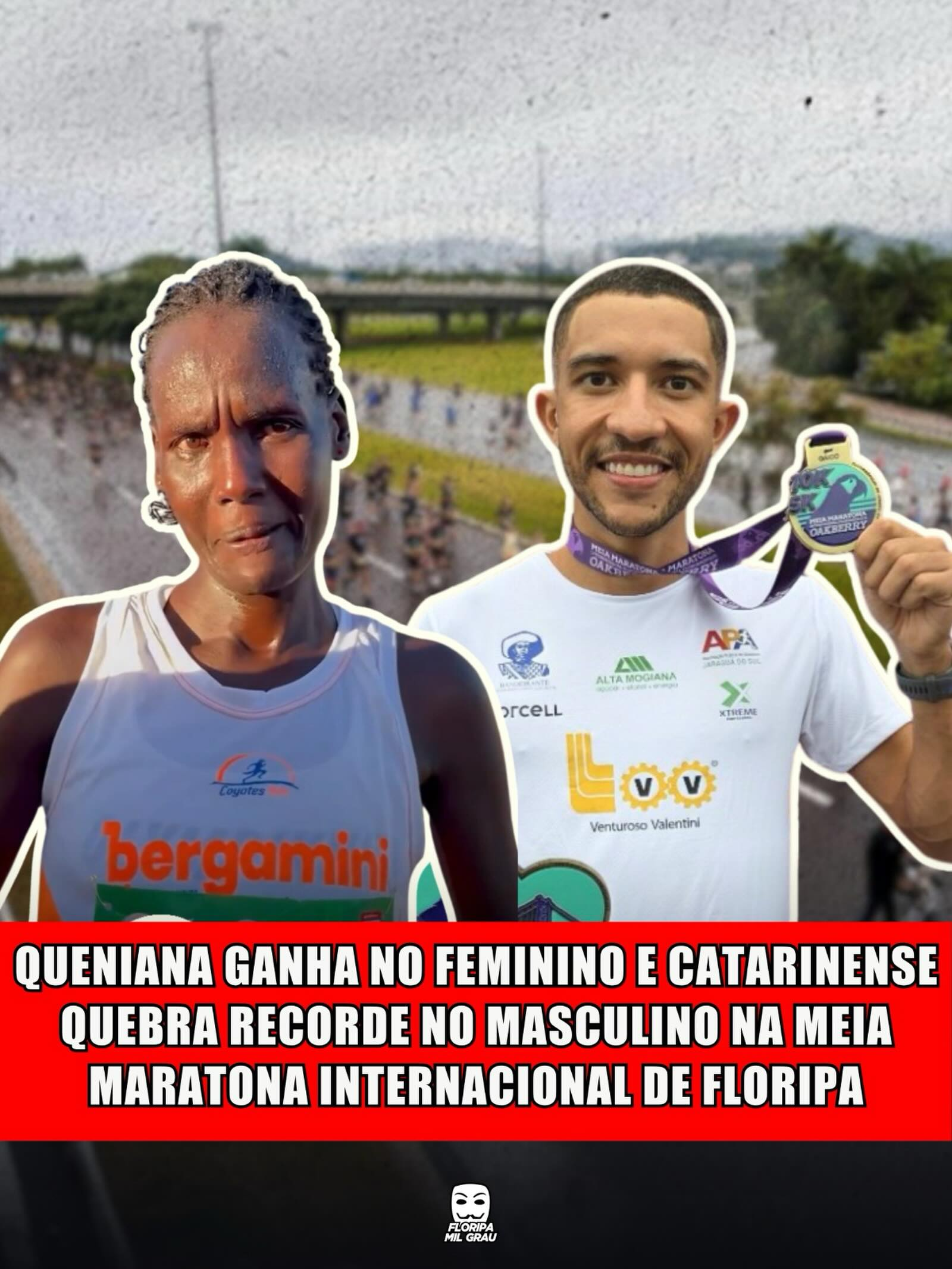 QUENIANA GANHA NO FEMININO E CATARINENSE QUEBRA RECORDE NO MASCULINO NA MEIA MARATONA INTERNACIONAL DE FLORIPA