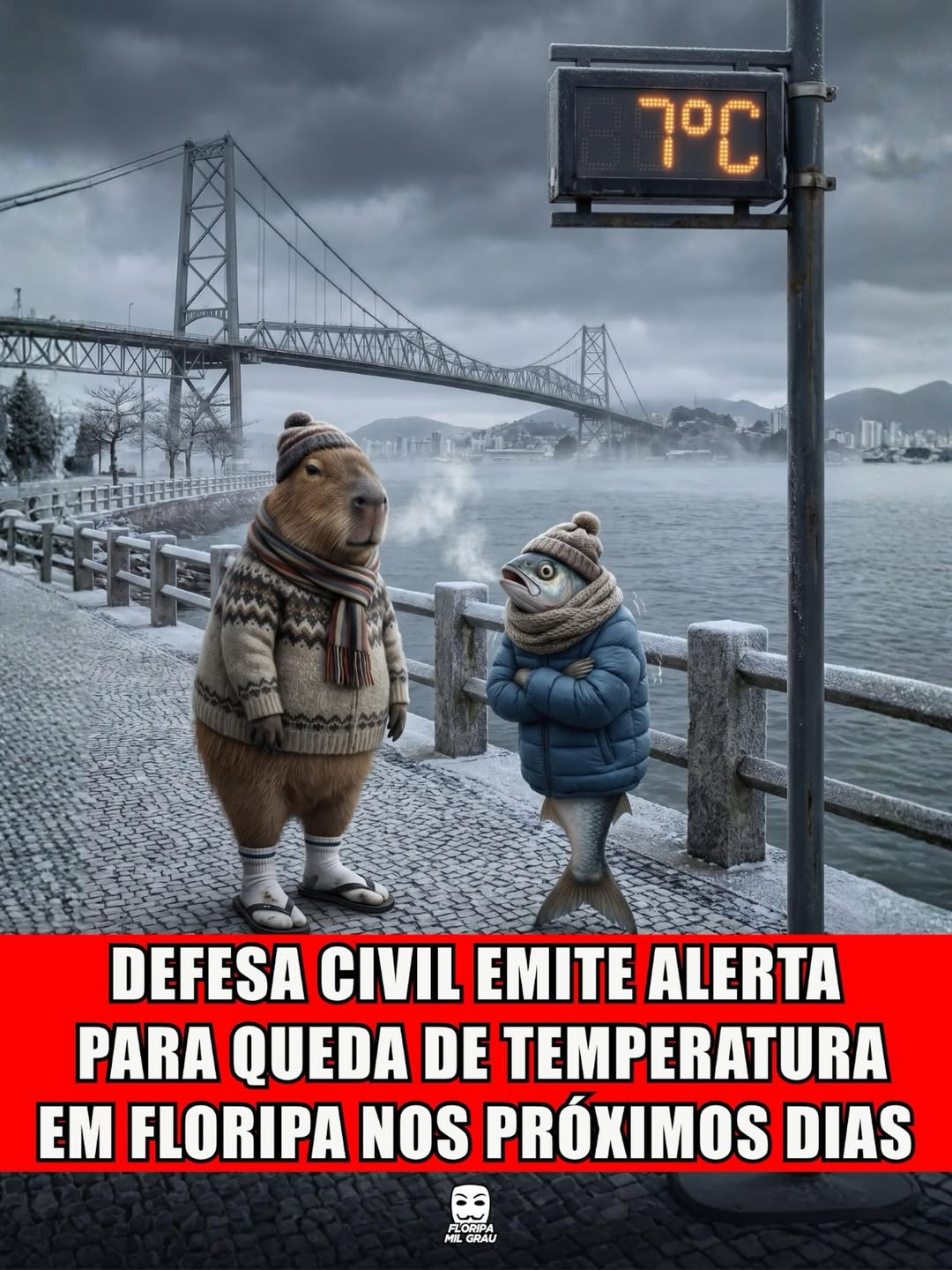 DEFESA CIVIL EMITE ALERTA PARA QUEDA DE TEMPERATURA EM FLORIPA NOS PRÓXIMOS DIAS