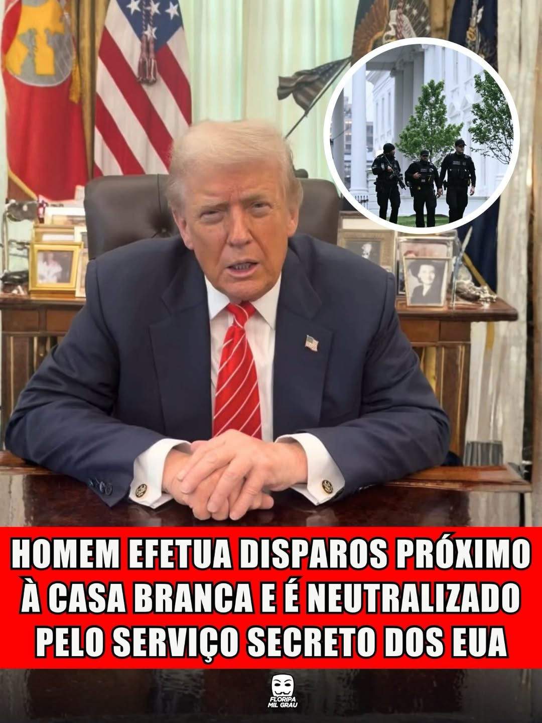 HOMEM EFETUA DISPAROS PRÓXIMO À CASA BRANCA E É NEUTRALIZADO PELO SERVIÇO SECRETO DOS EUA