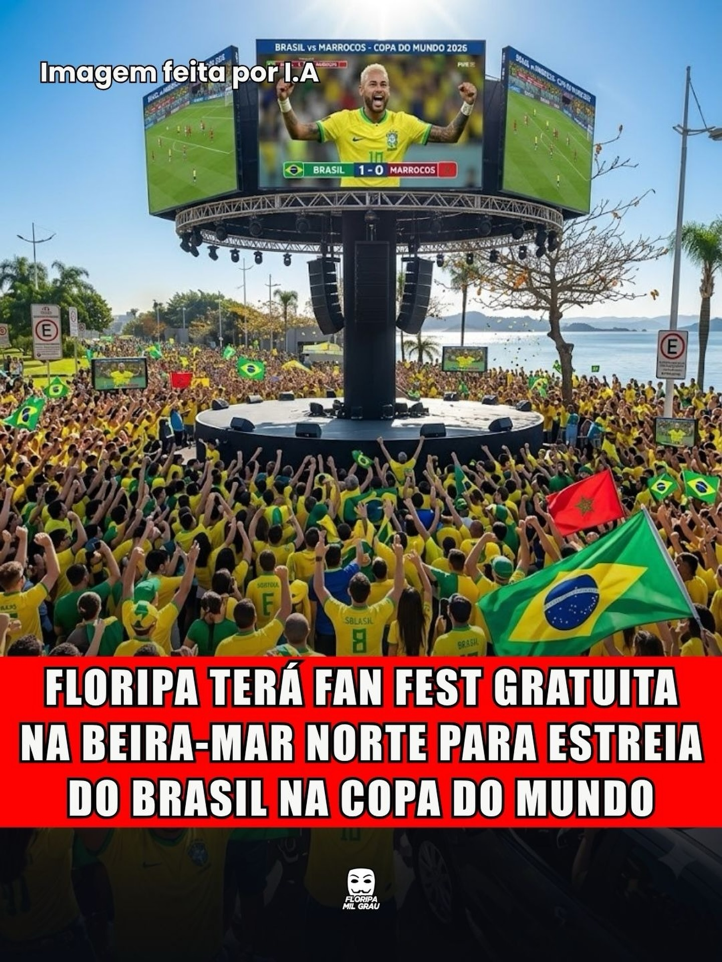 FLORIPA TERÁ FAN FEST GRATUITA NA BEIRA-MAR NORTE PARA ESTREIA DO BRASIL NA COPA DO MUNDO