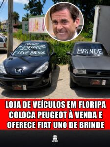LOJA DE VEÍCULOS EM FLORIPA COLOCA PEUGEOT À VENDA E OFERECE FIAT UNO DE BRINDE