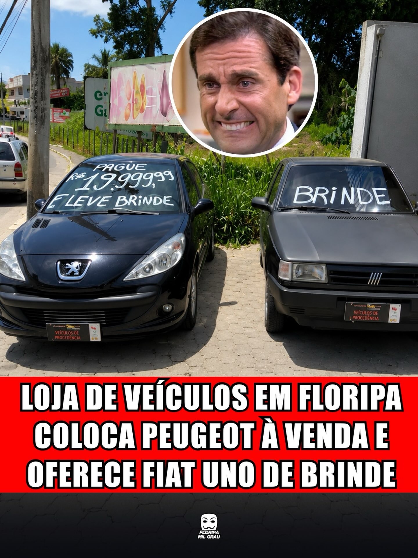 LOJA DE VEÍCULOS EM FLORIPA COLOCA PEUGEOT À VENDA E OFERECE FIAT UNO DE BRINDE