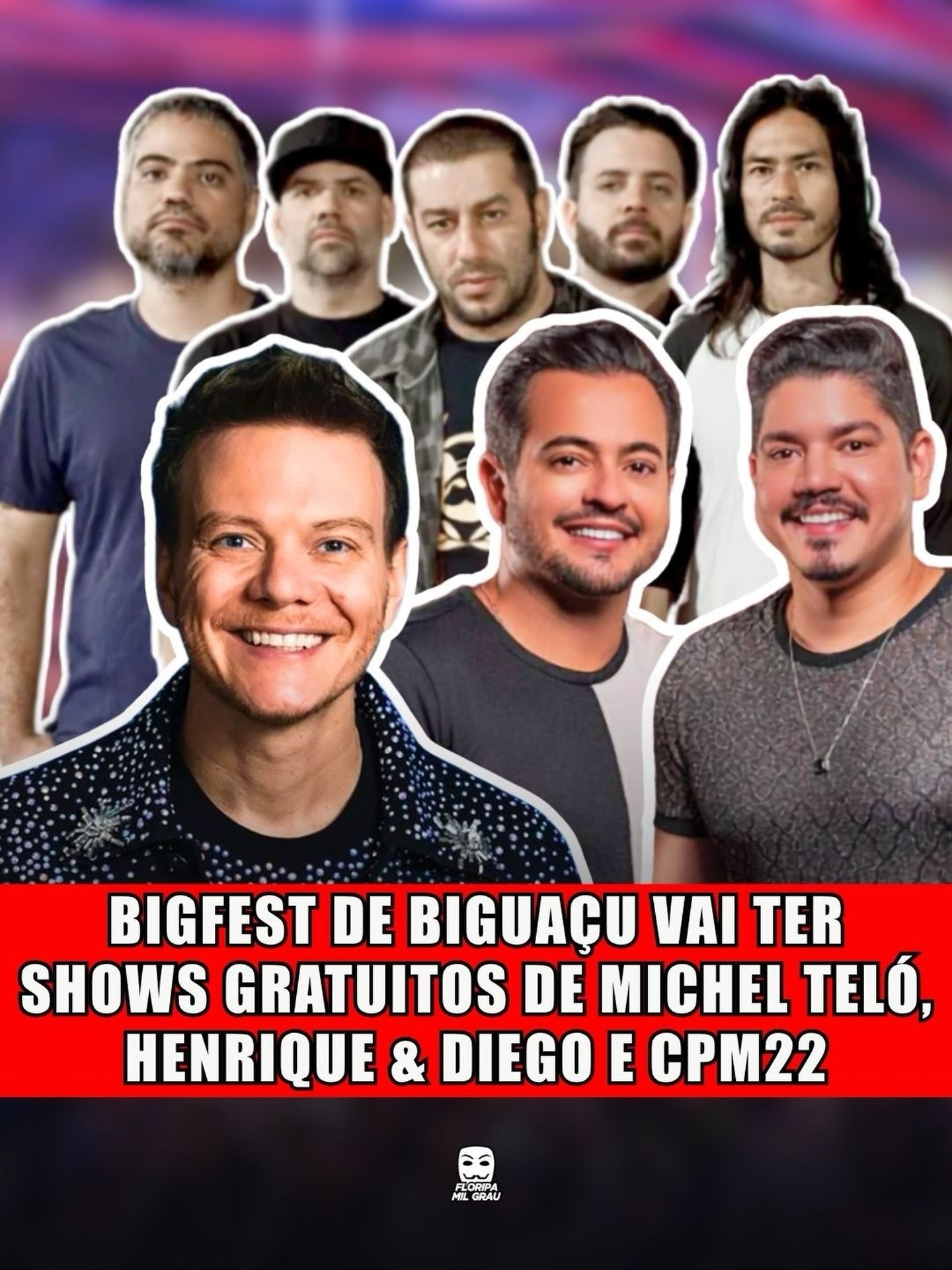 BIGFEST DE BIGUAÇU VAI TER SHOWS GRATUITOS DE MICHEL TELÓ, HENRIQUE & DIEGO E CPM22