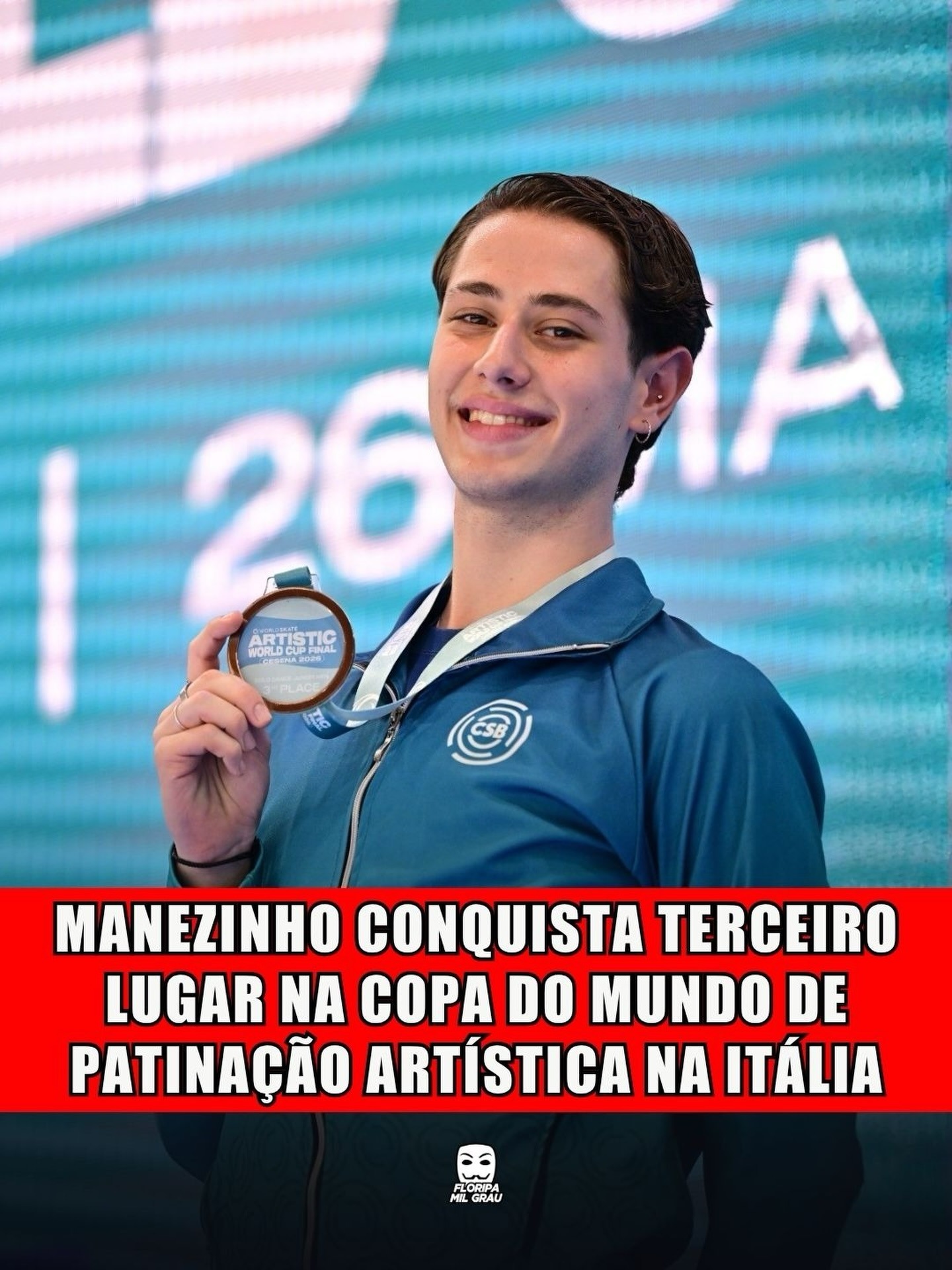 MANEZINHO CONQUISTA TERCEIRO LUGAR NA COPA DO MUNDO DE PATINAÇÃO ARTÍSTICA NA ITÁLIA