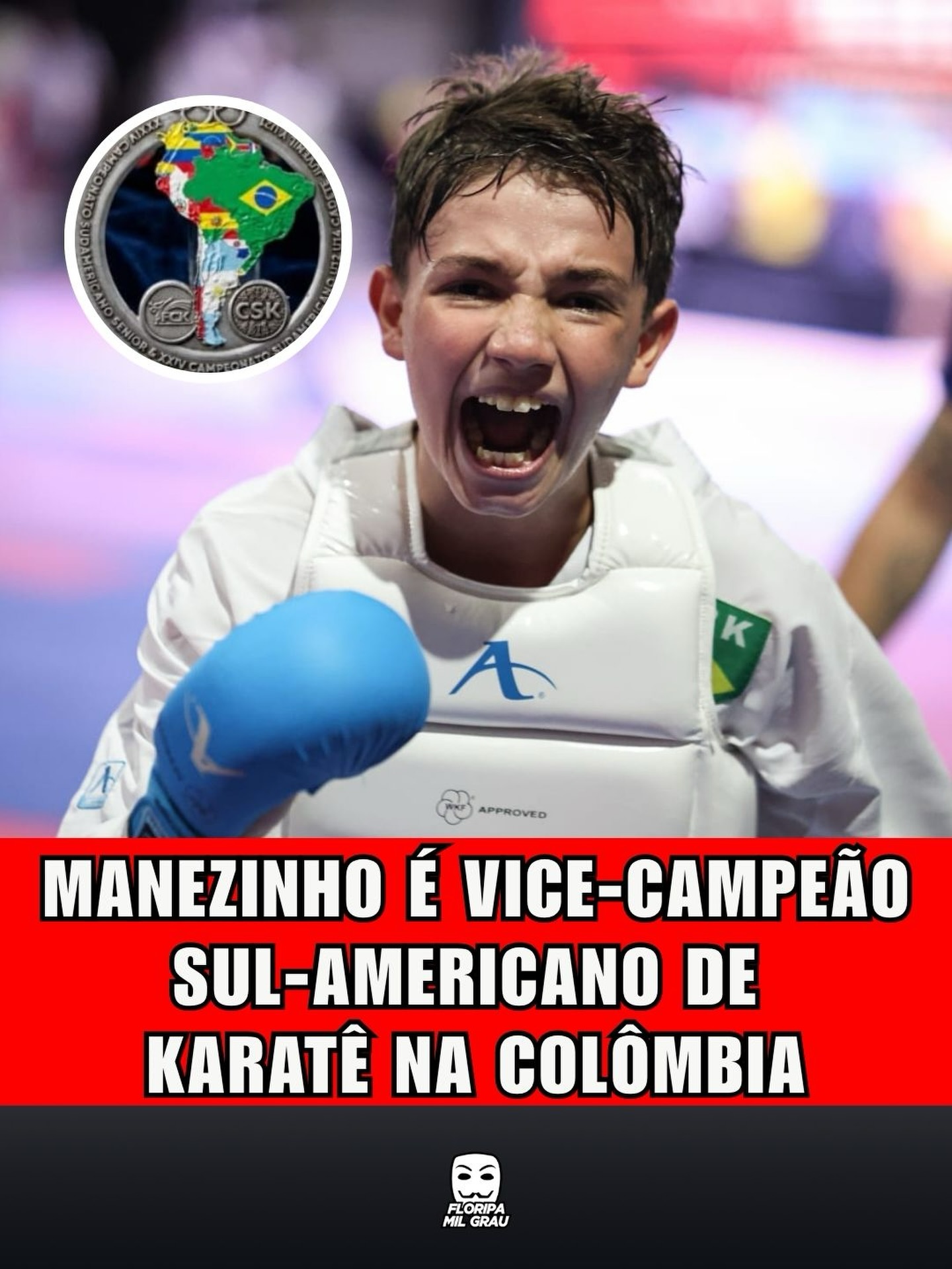 MANEZINHO É VICE-CAMPEÃO SUL-AMERICANO DE KARATÊ NA COLÔMBIA