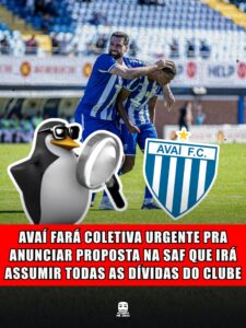 AVAÍ FARÁ COLETIVA URGENTE PRA ANUNCIAR PROPOSTA NA SAF QUE IRÁ ASSUMIR TODAS AS DÍVIDAS DO CLUBE