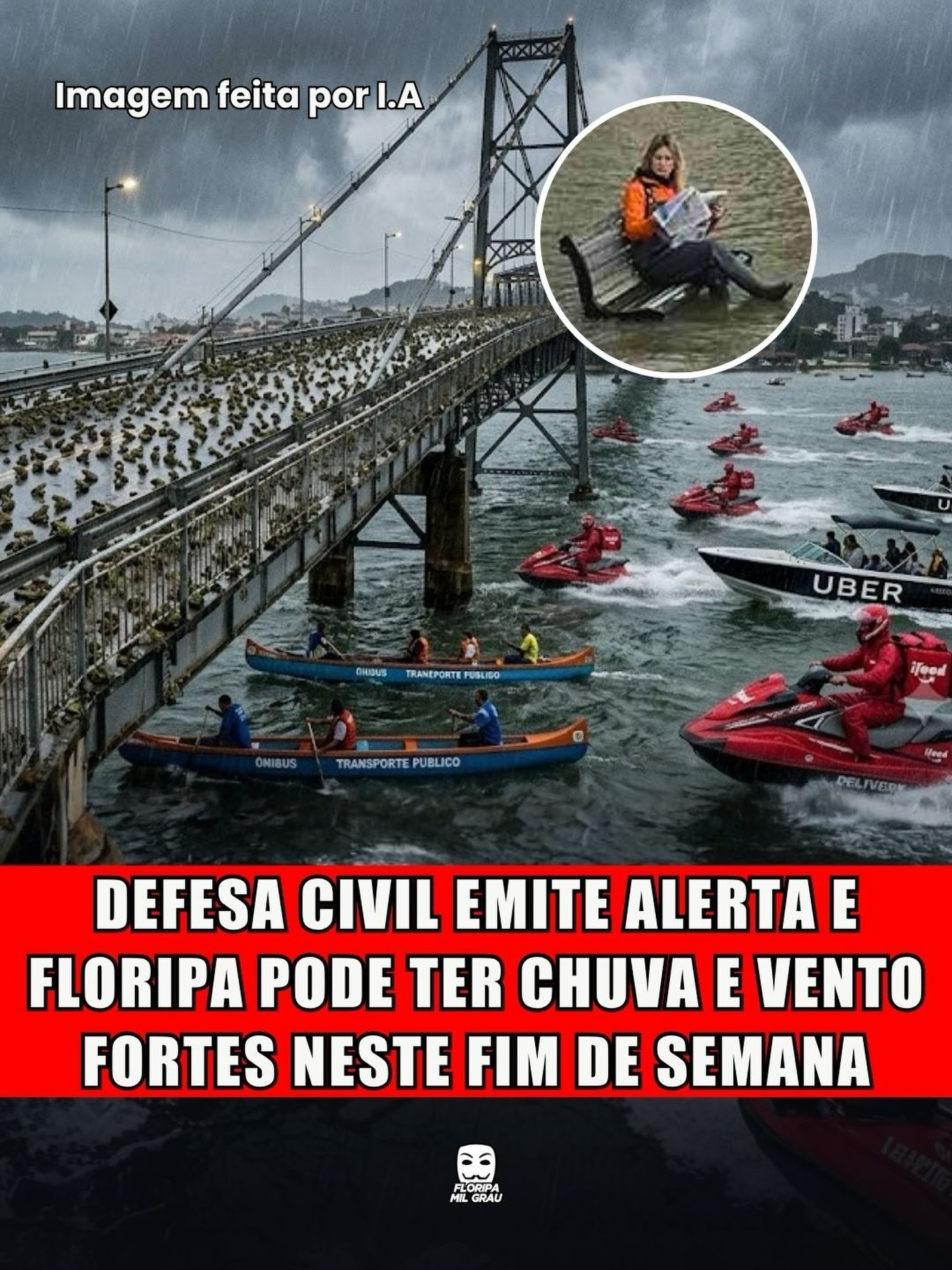 DEFESA CIVIL EMITE ALERTA E FLORIPA PODE TER CHUVA E VENTO FORTES NESTE FIM DE SEMANA