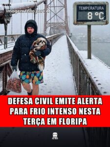 DEFESA CIVIL EMITE ALERTA PARA FRIO INTENSO NESTA TERÇA EM FLORIPA