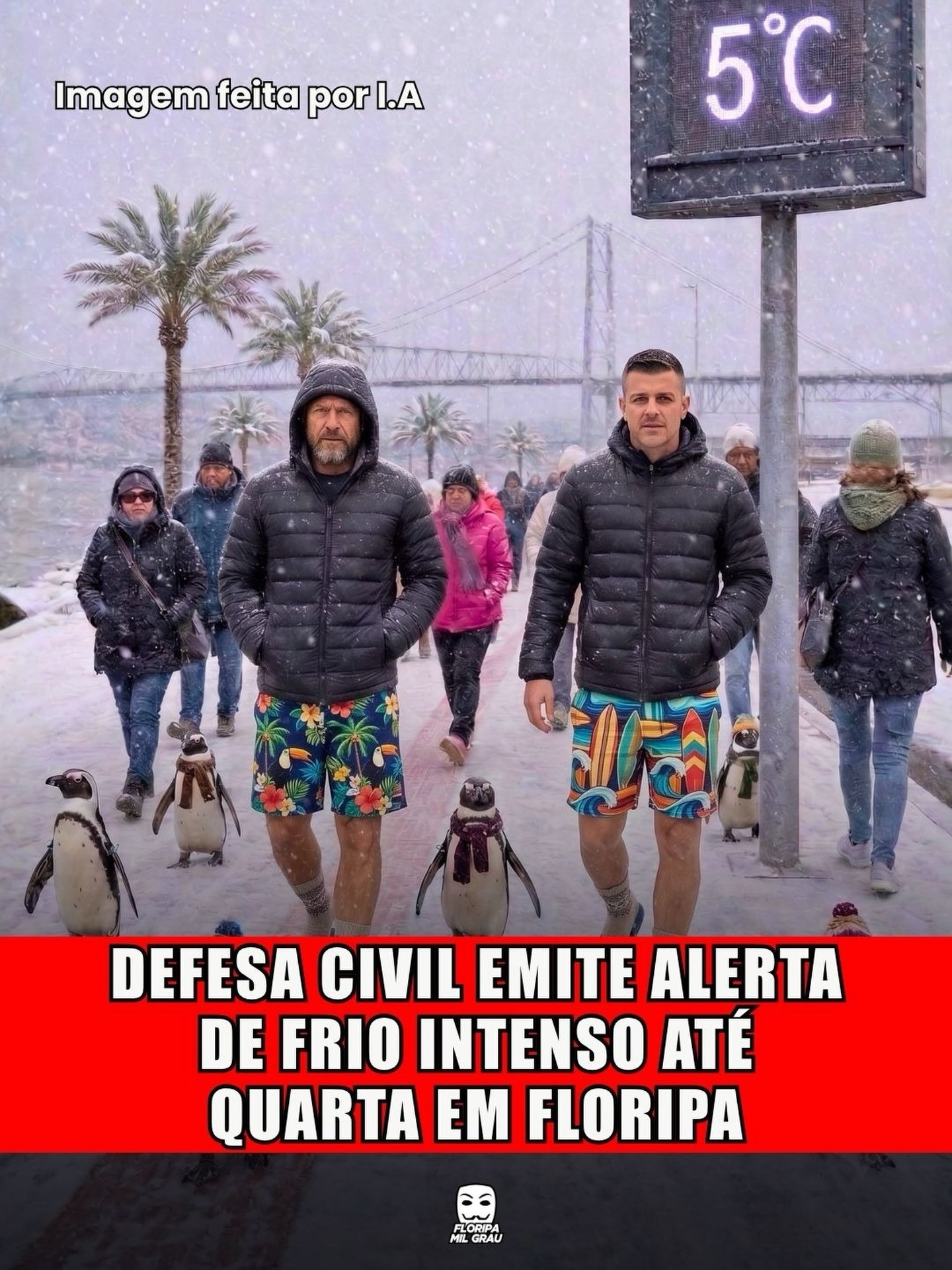 DEFESA CIVIL EMITE ALERTA DE FRIO INTENSO ATÉ QUARTA EM FLORIPA