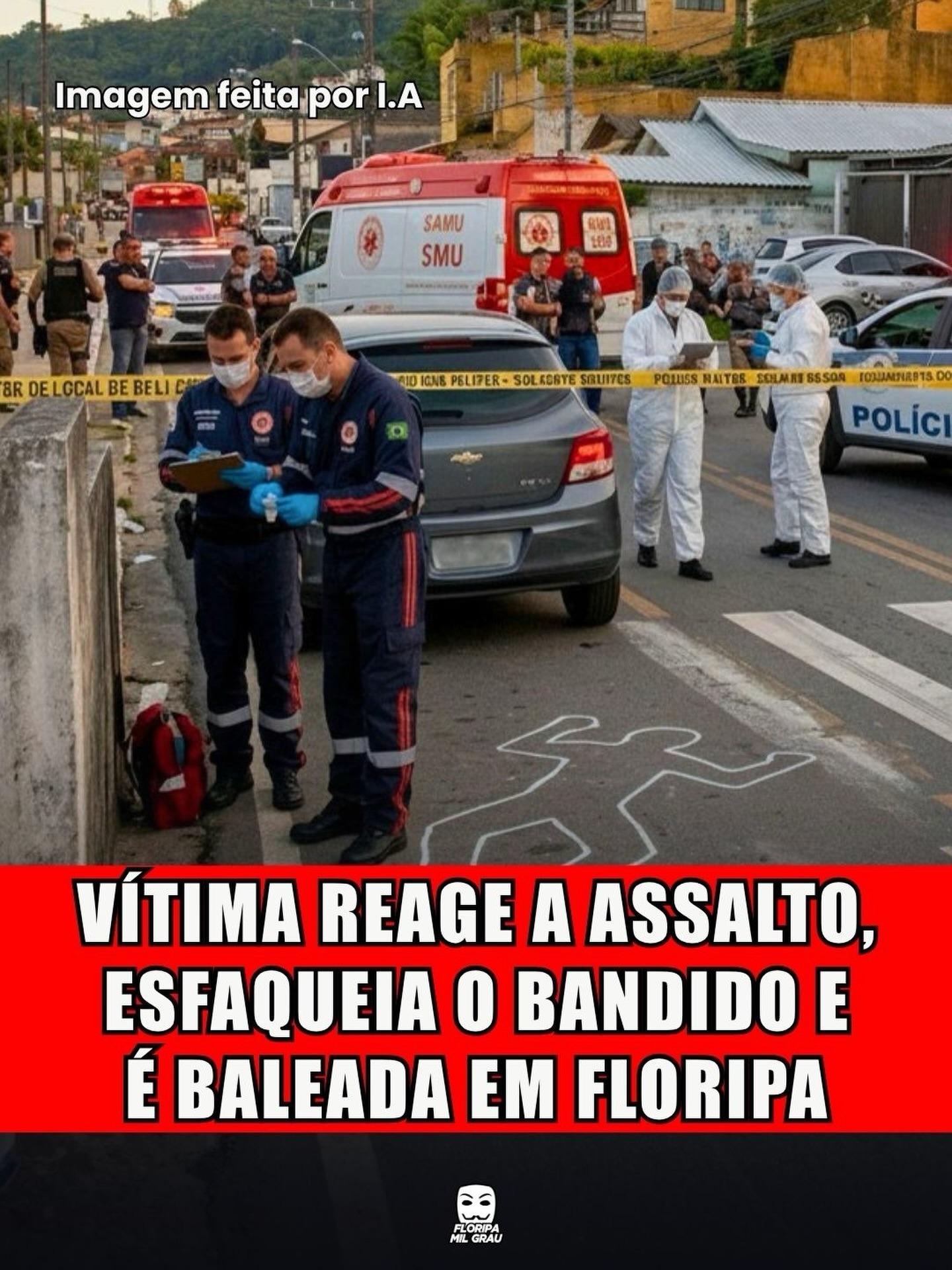 VÍTIMA REAGE A ASSALTO, ESFAQUEIA O BANDIDO E É BALEADA EM FLORIPA
