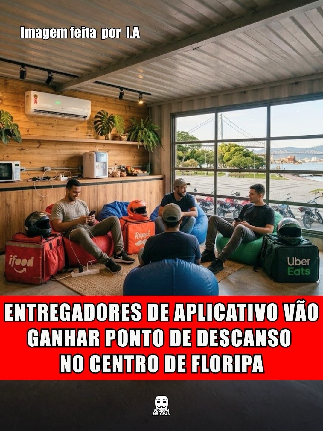 ENTREGADORES DE APLICATIVO VÃO GANHAR PONTO DE DESCANSO NO CENTRO DE FLORIPA
