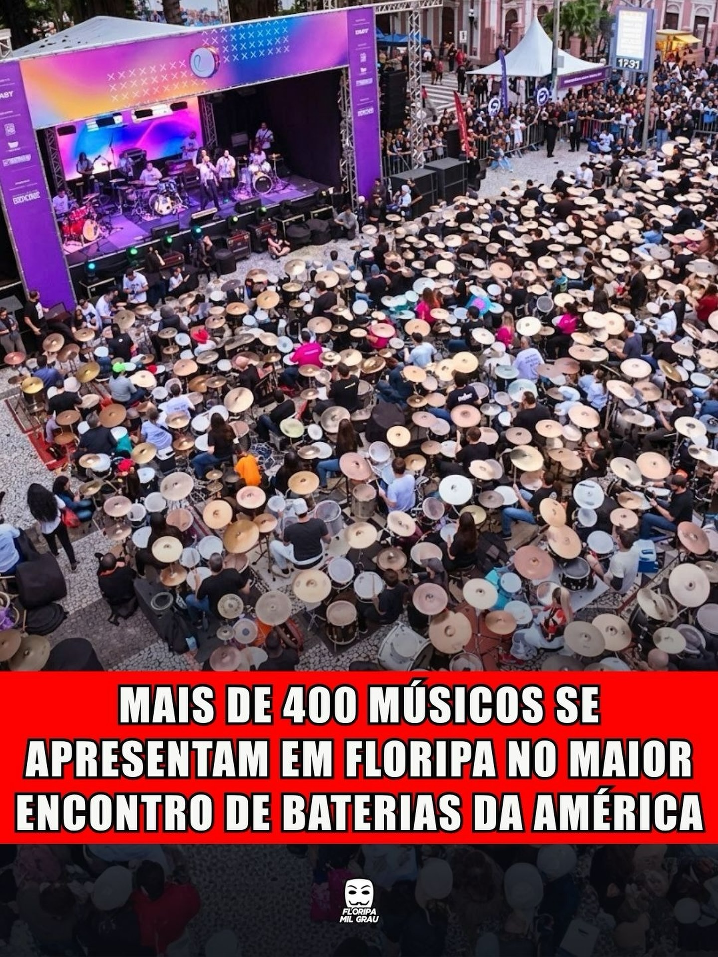 MAIS DE 400 MÚSICOS SE APRESENTAM EM FLORIPA NO MAIOR ENCONTRO DE BATERIAS DA AMÉRICA