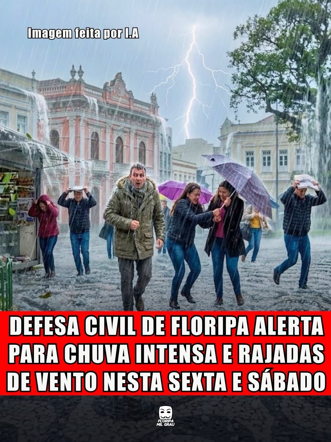 DEFESA CIVIL DE FLORIPA ALERTA PARA CHUVA INTENSA E RAJADAS DE VENTO NESTA SEXTA E SÁBADO