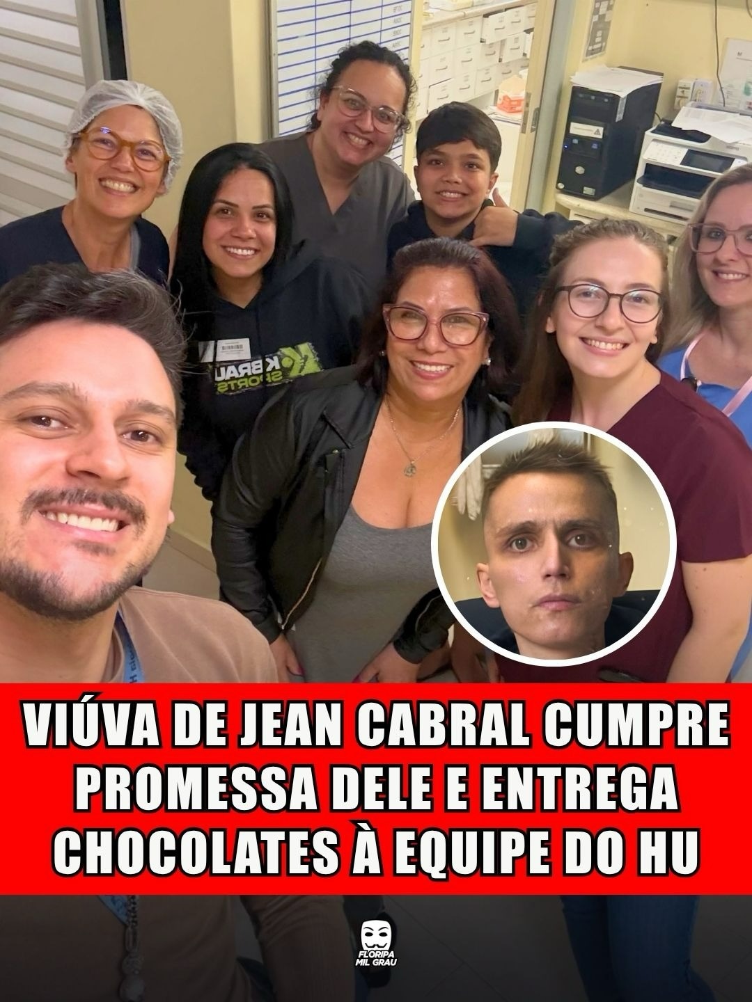 VIÚVA DE JEAN CABRAL CUMPRE PROMESSA DELE E ENTREGA CHOCOLATES À EQUIPE DO HU
