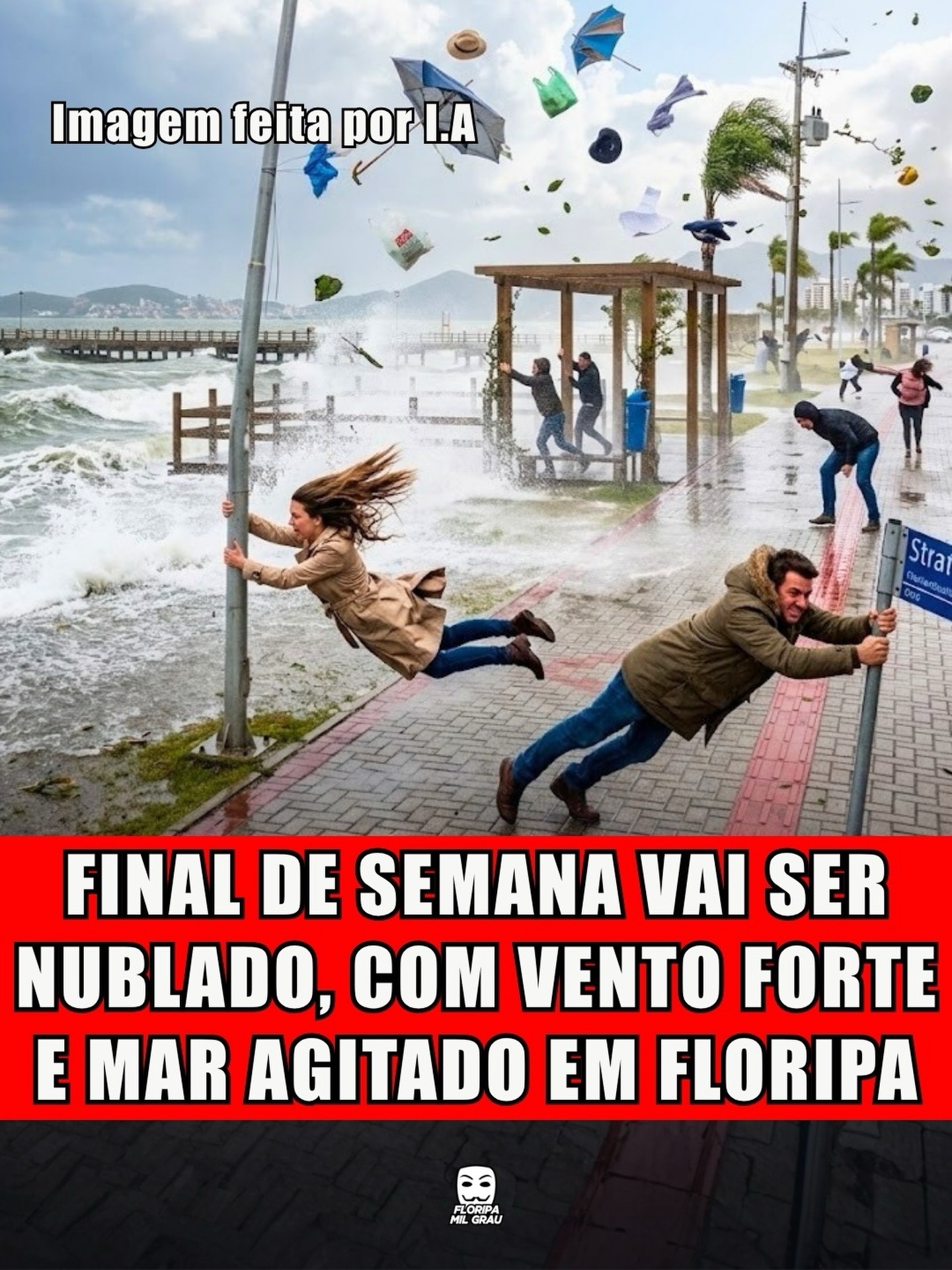 FINAL DE SEMANA VAI SER NUBLADO, COM VENTO FORTE E MAR AGITADO EM FLORIPA