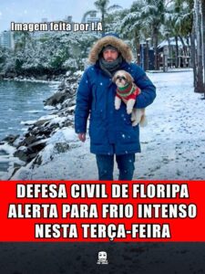 DEFESA CIVIL DE FLORIPA ALERTA PARA FRIO INTENSO NESTA TERÇA-FEIRA