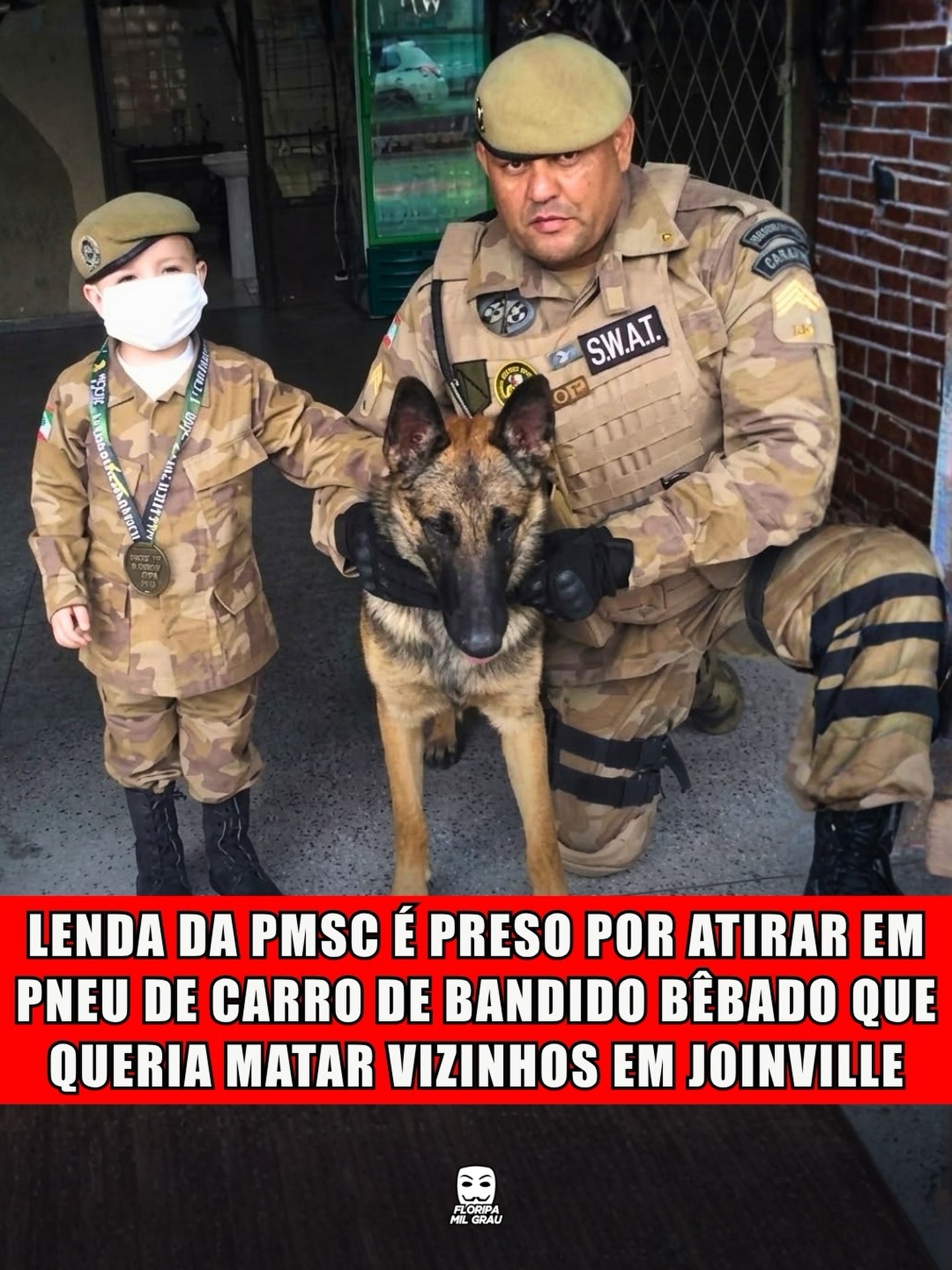 LENDA DA PMSC É PRESO POR ATIRAR EM PNEU DE CARRO DE BANDIDO BÊBADO QUE QUERIA MATAR VIZINHOS EM JOINVILLE