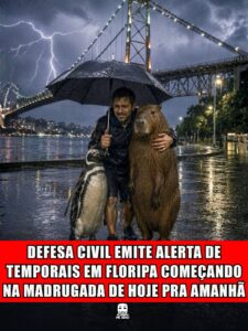 DEFESA CIVIL EMITE ALERTA DE TEMPORAIS EM FLORIPA COMEÇANDO NA MADRUGADA DE HOJE PRA AMANHÃ
