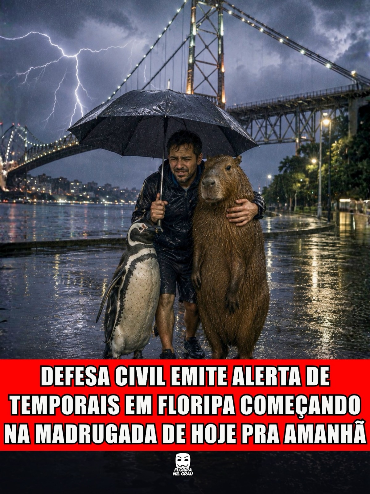 DEFESA CIVIL EMITE ALERTA DE TEMPORAIS EM FLORIPA COMEÇANDO NA MADRUGADA DE HOJE PRA AMANHÃ