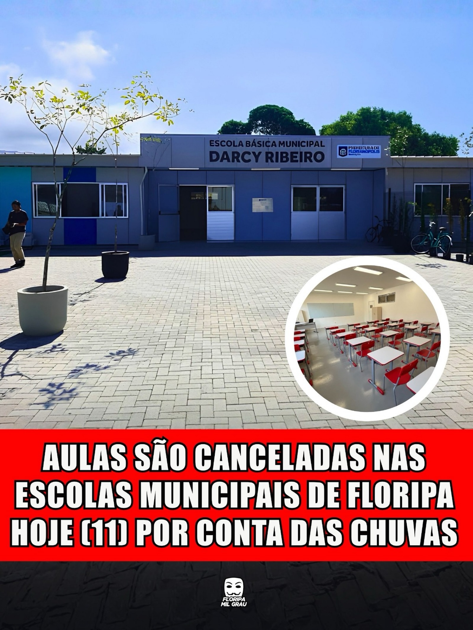 AULAS SÃO CANCELADAS NAS ESCOLAS MUNICIPAIS DE FLORIPA HOJE (11) POR CONTA DAS CHUVAS
