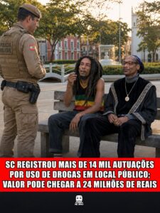 SC REGISTROU MAIS DE 14 MIL AUTUAÇÕES POR USO DE DROGAS EM LOCAL PÚBLICO; VALOR PODE CHEGAR A 24 MILHÕES DE REAIS