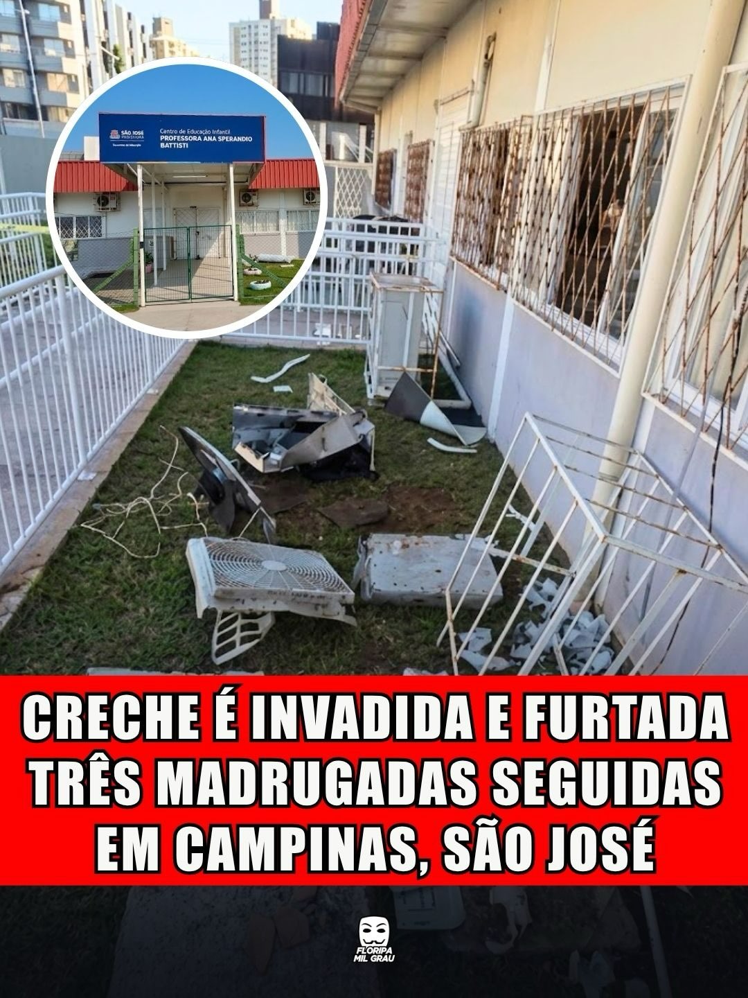 CRECHE É INVADIDA E FURTADA TRÊS MADRUGADAS SEGUIDAS EM CAMPINAS, SÃO JOSÉ