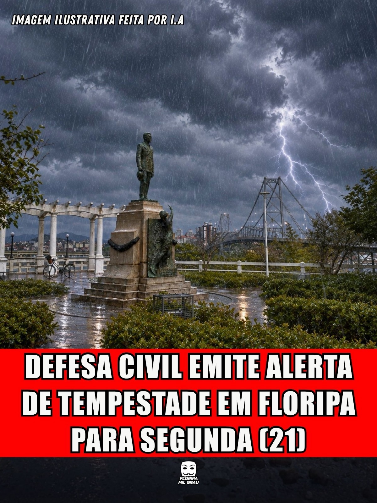 DEFESA CIVIL EMITE ALERTA DE TEMPESTADE EM FLORIPA PARA SEGUNDA (21)