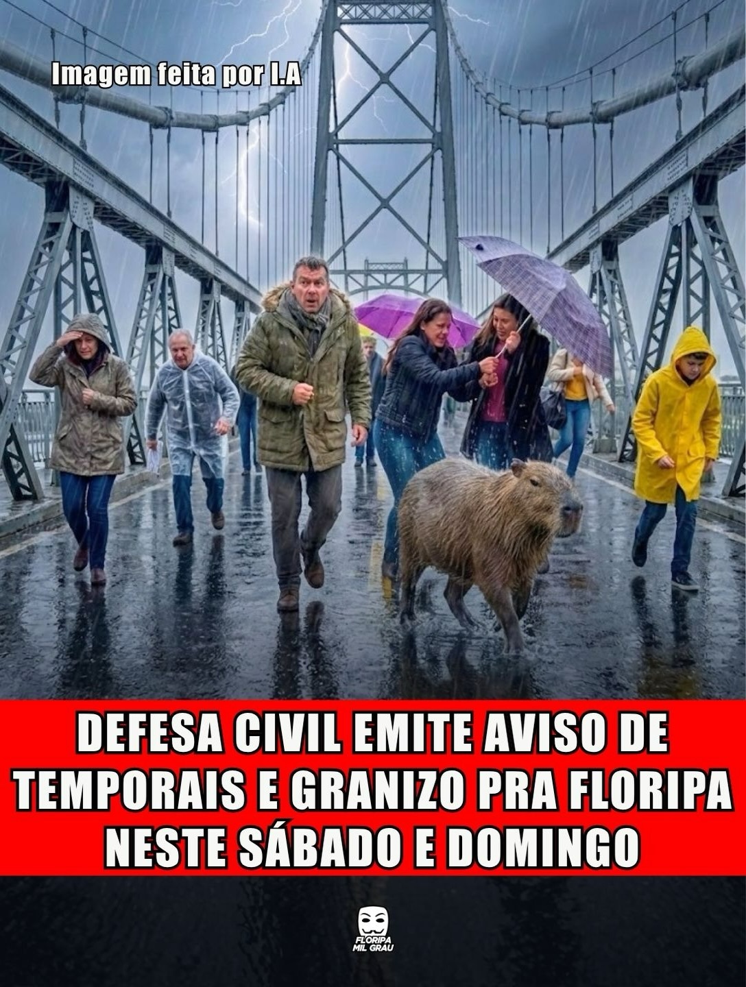 DEFESA CIVIL EMITE AVISO DE TEMPORAIS E GRANIZO PRA FLORIPA NESTE SÁBADO E DOMINGO