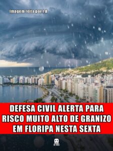 DEFESA CIVIL ALERTA PARA RISCO MUITO ALTO DE GRANIZO EM FLORIPA NESTA SEXTA