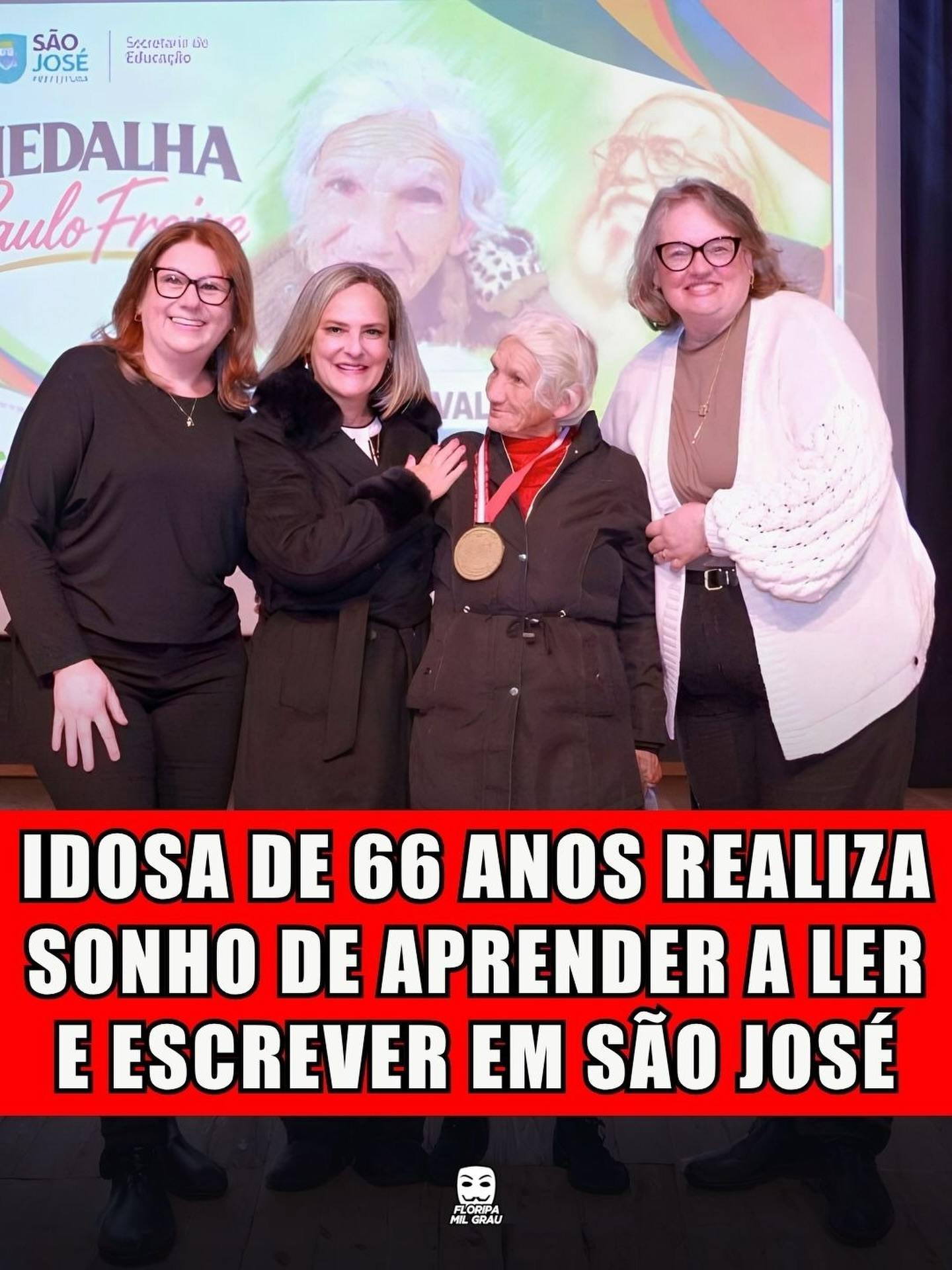 IDOSA DE 66 ANOS REALIZA SONHO DE APRENDER A LER E ESCREVER EM SÃO JOSÉ