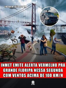 INMET EMITE ALERTA VERMELHO PRA GRANDE FLORIPA NESSA SEGUNDA COM VENTOS ACIMA DE 100 KM/H