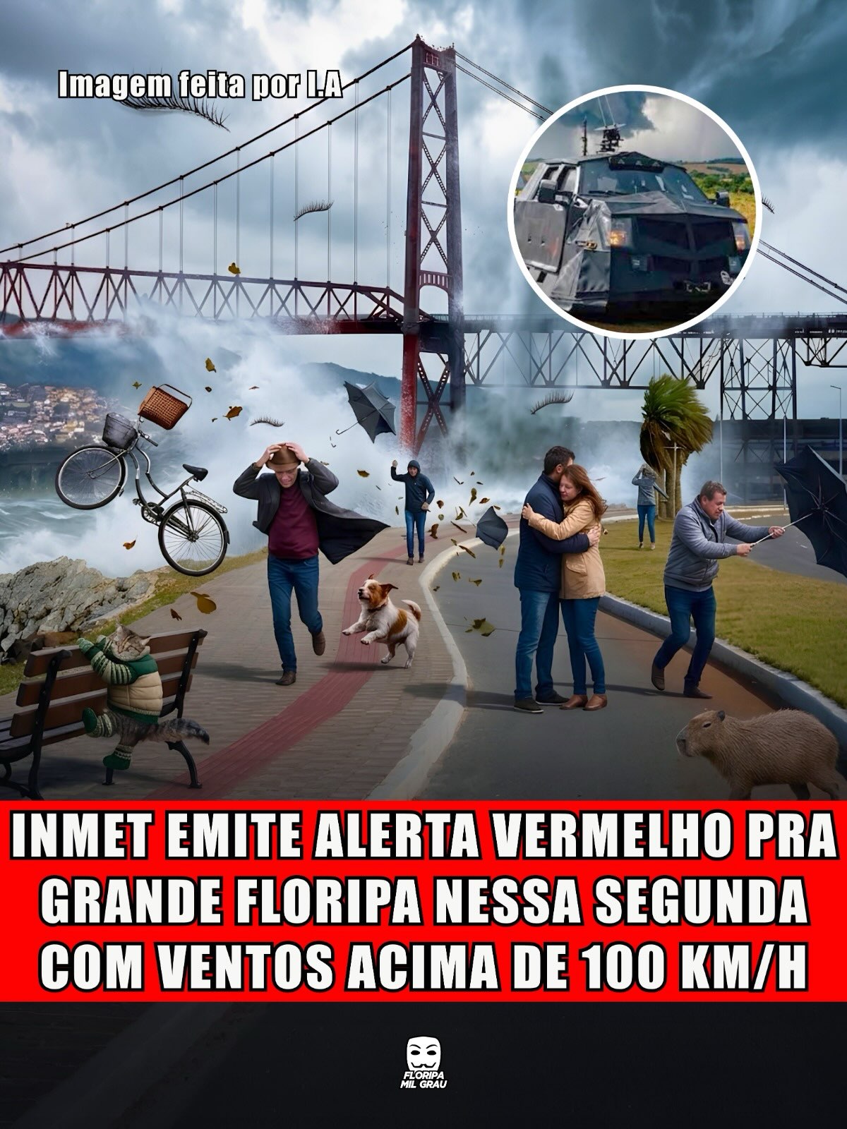 INMET EMITE ALERTA VERMELHO PRA GRANDE FLORIPA NESSA SEGUNDA COM VENTOS ACIMA DE 100 KM/H
