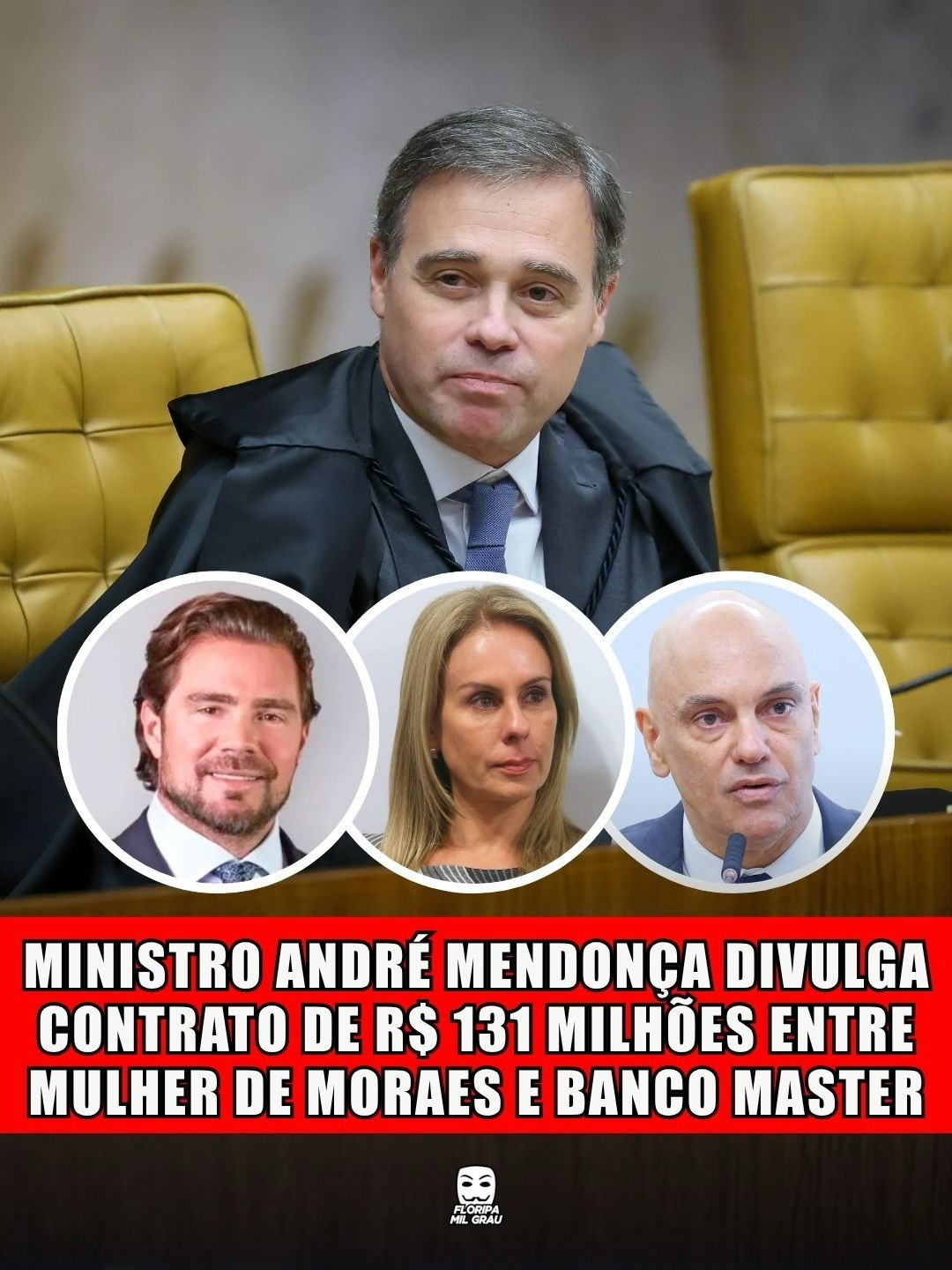 MINISTRO ANDRÉ MENDONÇA DIVULGA CONTRATO DE R$ 131 MILHÕES ENTRE MULHER DE MORAES E BANCO MASTER