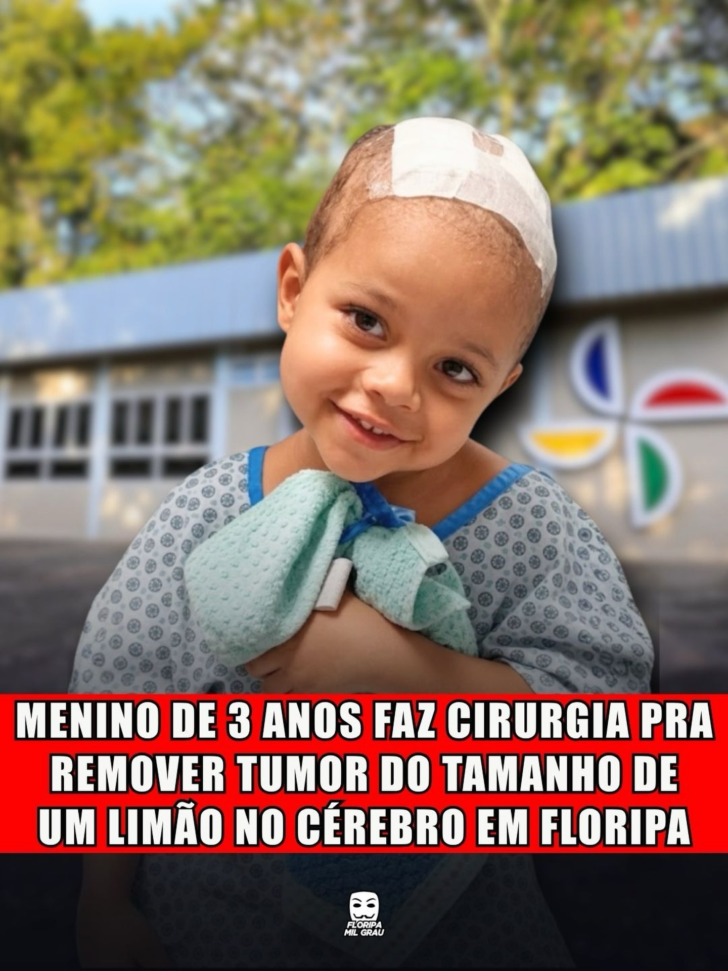 MENINO DE 3 ANOS FAZ CIRURGIA PRA REMOVER TUMOR DO TAMANHO DE UM LIMÃO NO CÉREBRO EM FLORIPA