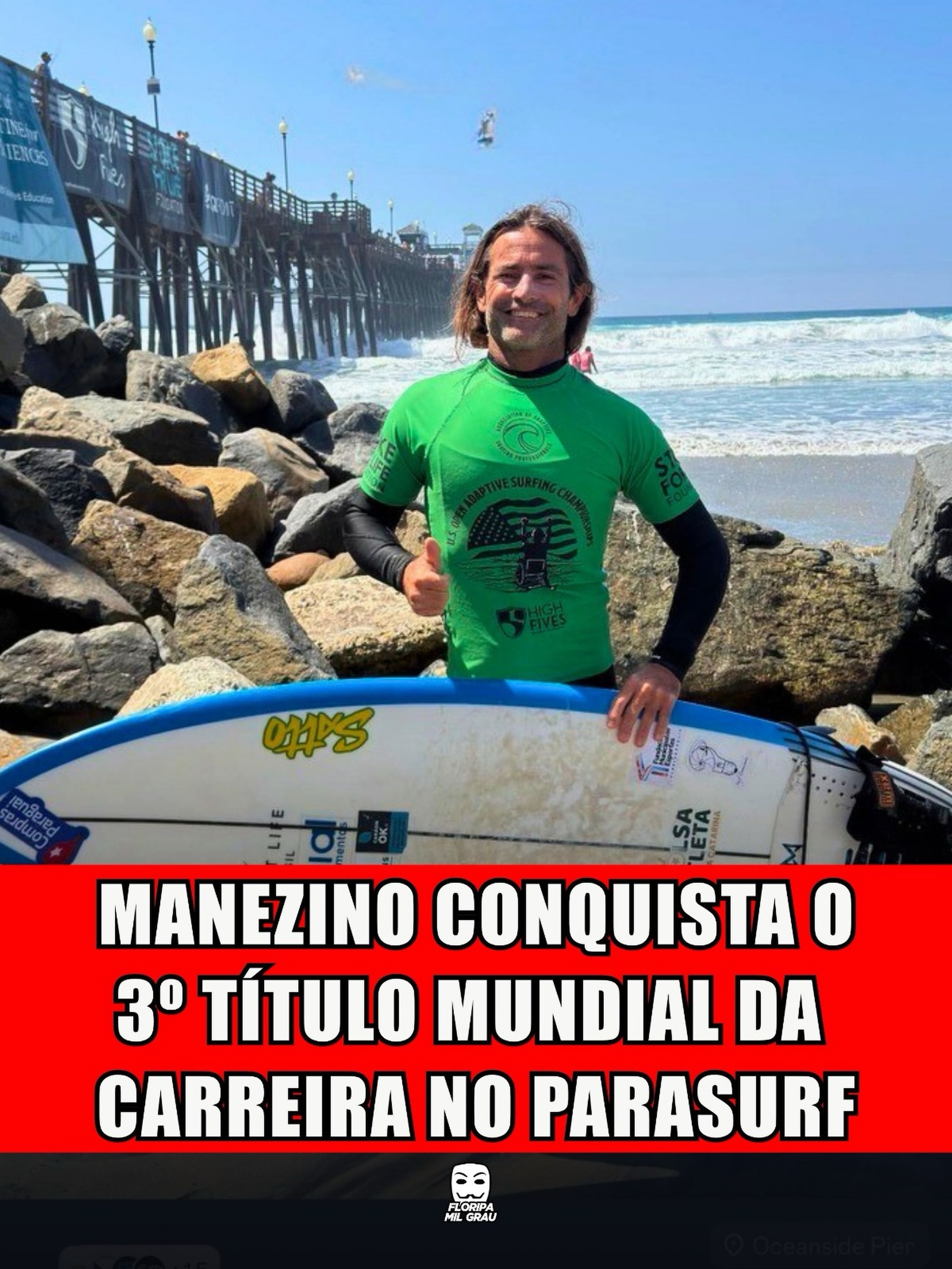 MANEZINO CONQUISTA O 3º TÍTULO MUNDIAL DA CARREIRA NO PARASURF