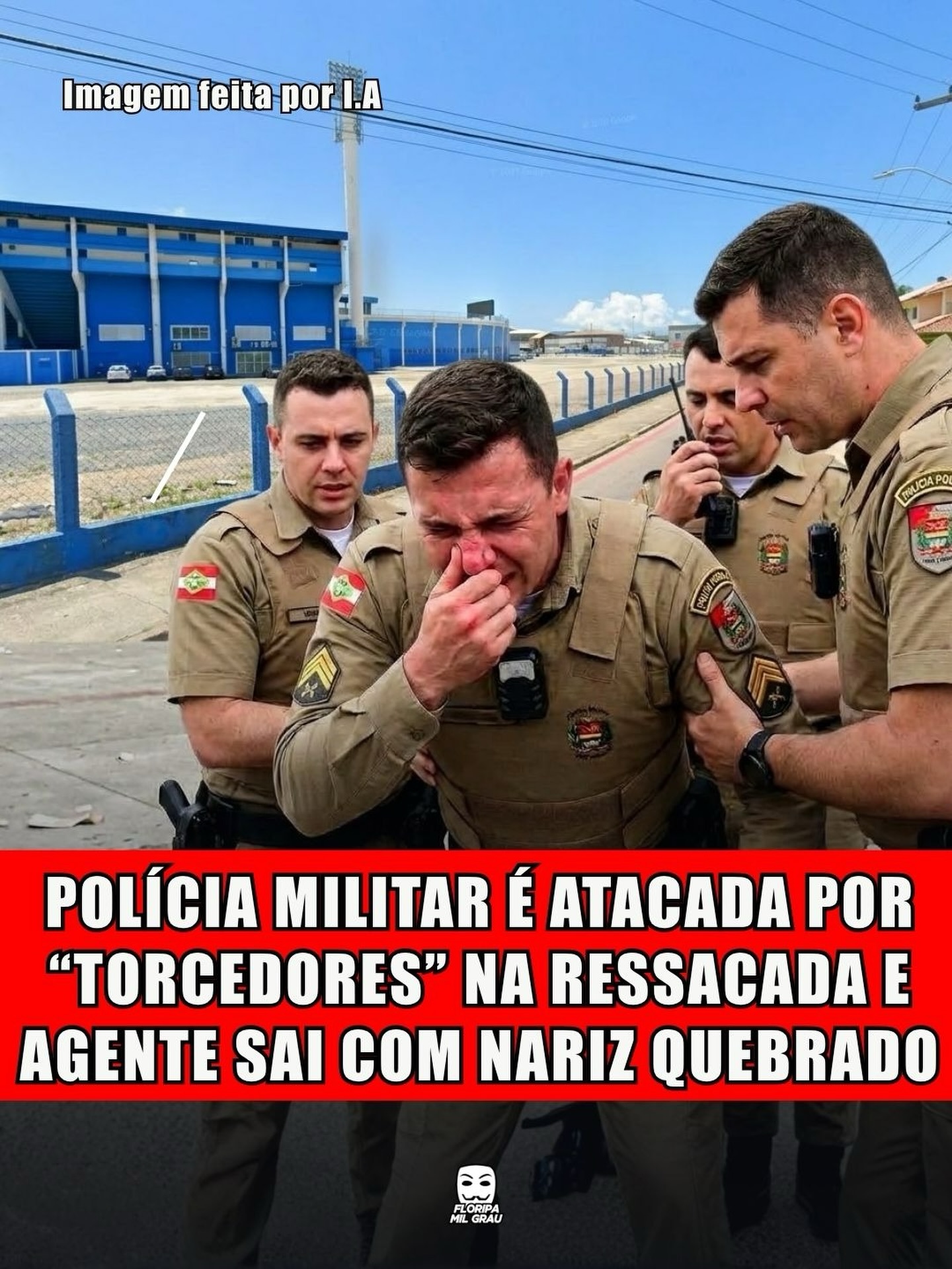 POLÍCIA MILITAR É ATACADA POR "TORCEDORES" NA RESSACADA E AGENTE SAI COM NARIZ QUEBRADO
