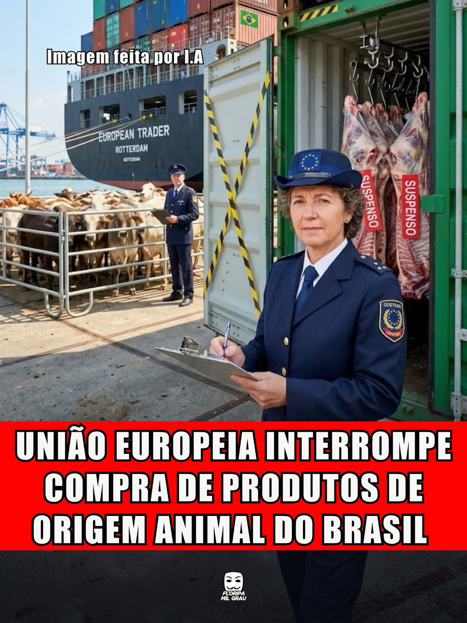 UNIÃO EUROPEIA INTERROMPE COMPRA DE PRODUTOS DE ORIGEM ANIMAL DO BRASIL