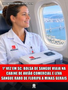1ª VEZ EM SC: BOLSA DE SANGUE VIAJA NA CABINE DE AVIÃO COMERCIAL E LEVA SANGUE RARO DE FLORIPA A MINAS GERAIS