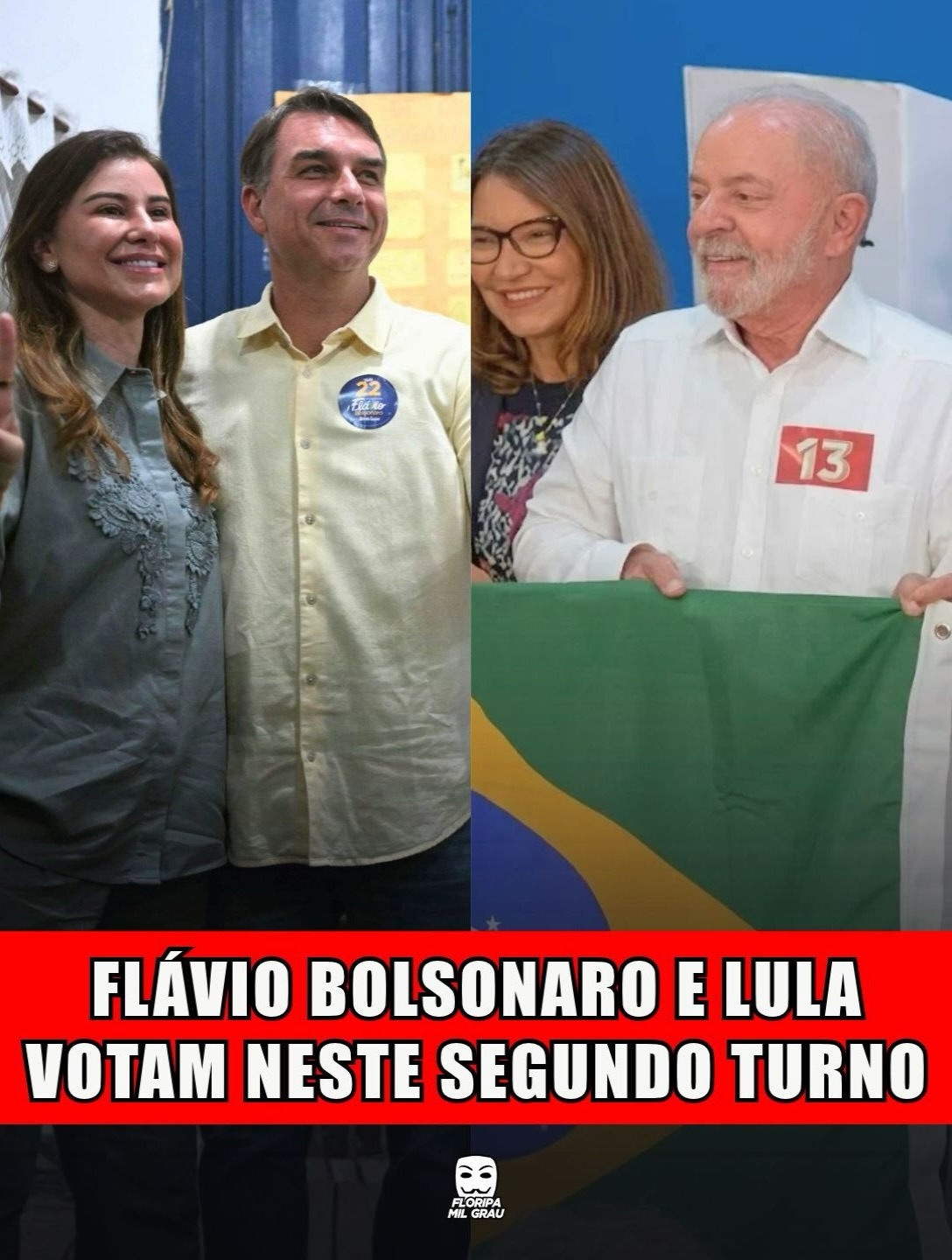 FLÁVIO BOLSONARO E LULA VOTAM NESTE SEGUNDO TURNO