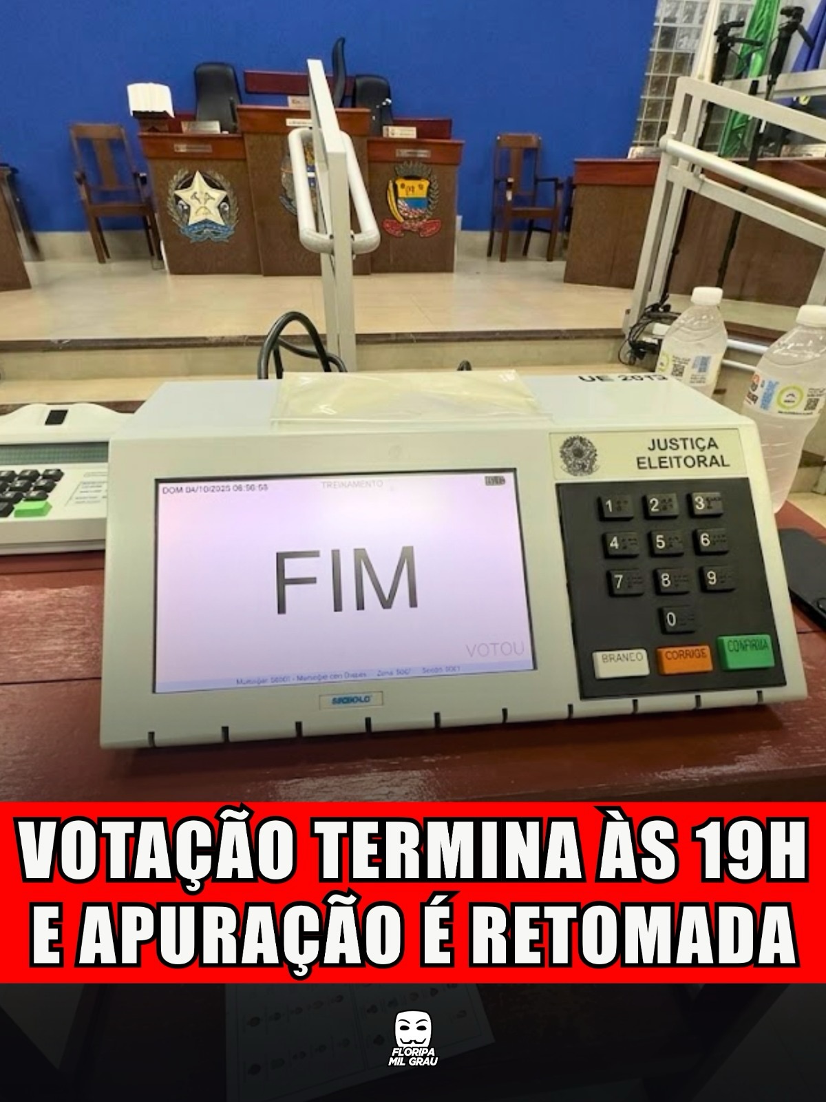 VOTAÇÃO TERMINA ÀS 19H E APURAÇÃO É RETOMADA