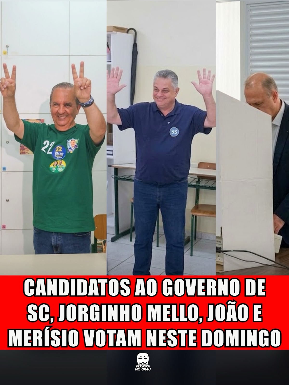 CANDIDATOS AO GOVERNO DE SC, JORGINHO MELLO, JOÃO E MERÍSIO VOTAM NESTE DOMINGO