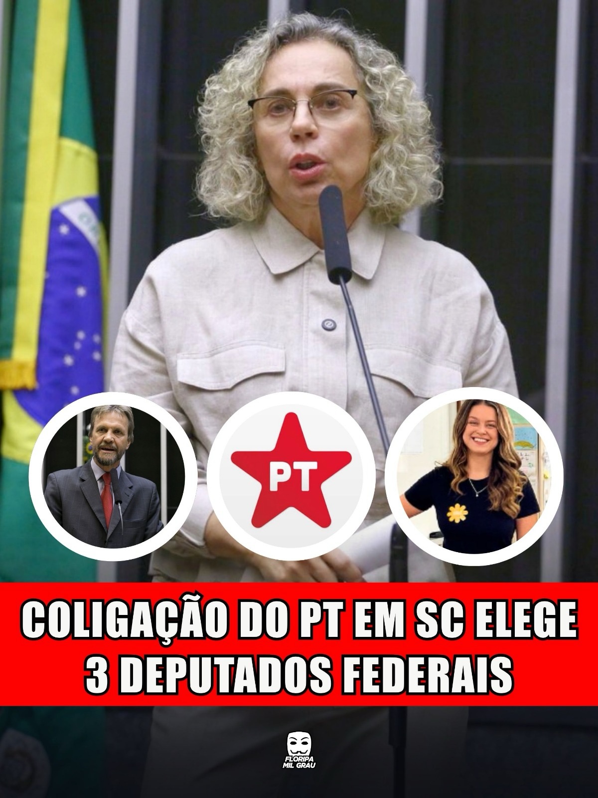 COLIGAÇÃO DO PT EM SC ELEGE 3 DEPUTADOS FEDERAIS