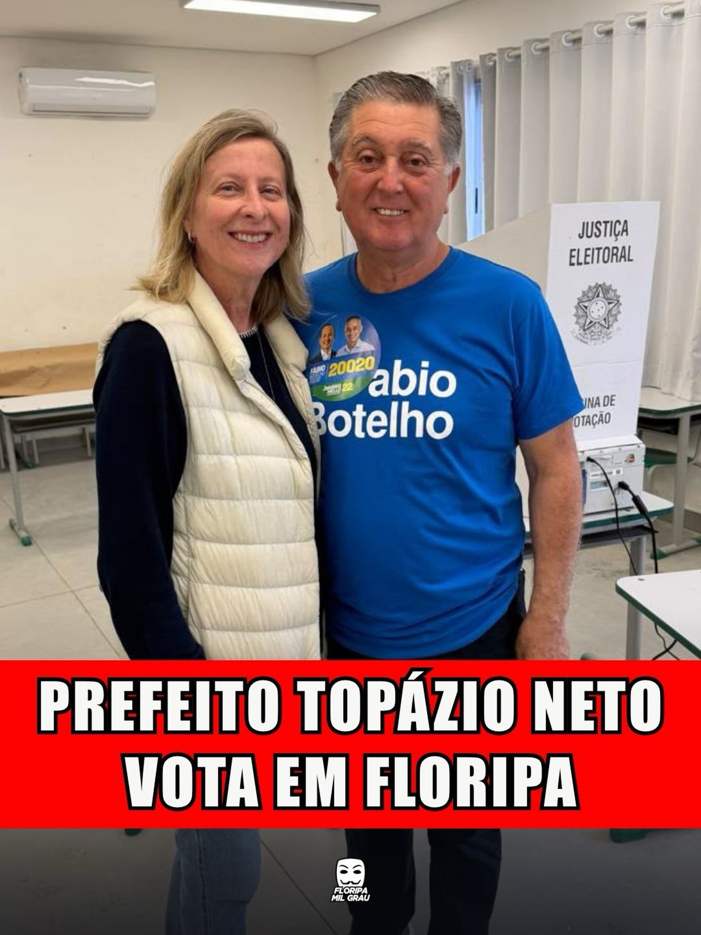 PREFEITO TOPÁZIO NETO VOTA EM FLORIPA