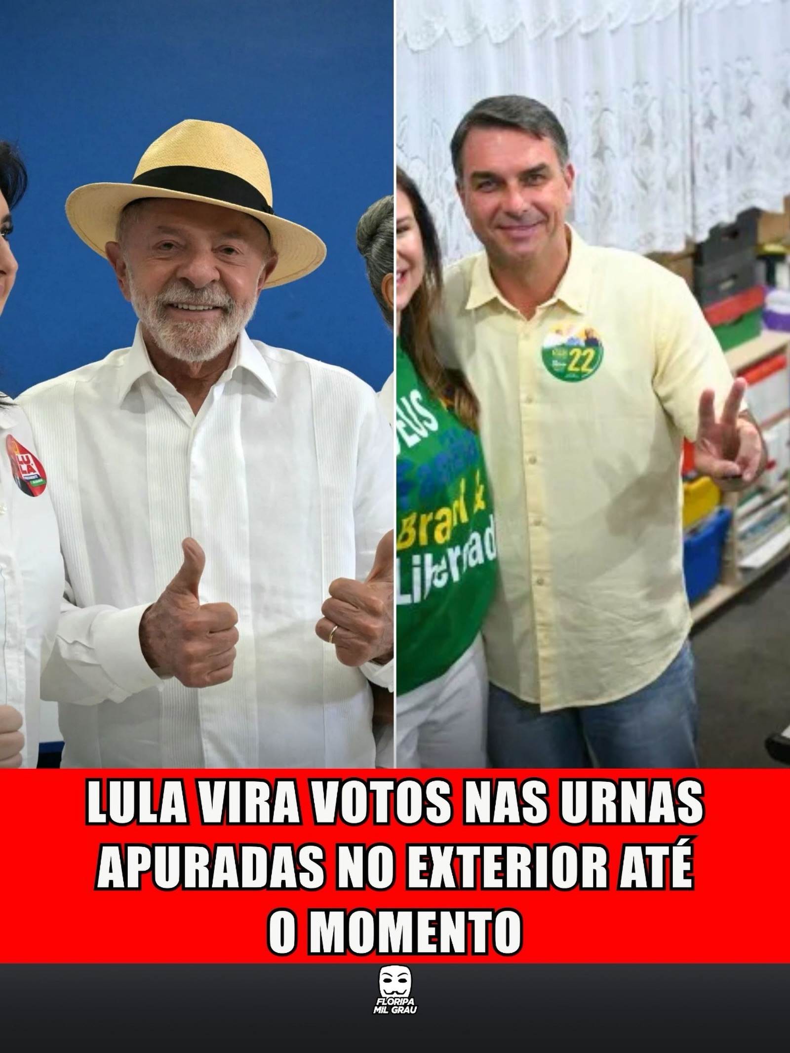 LULA VIRA VOTOS NAS URNAS APURADAS NO EXTERIOR ATÉ O MOMENTO
