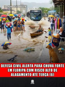 DEFESA CIVIL ALERTA PARA CHUVA FORTE EM FLORIPA COM RISCO ALTO DE ALAGAMENTO ATÉ TERÇA (6)