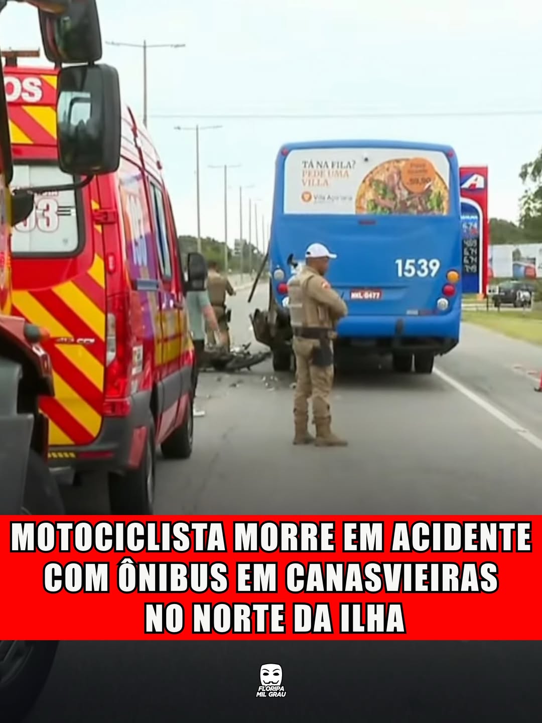 MOTOCICLISTA MORRE EM ACIDENTE COM ÔNIBUS EM CANASVIEIRAS NO NORTE DA ILHA