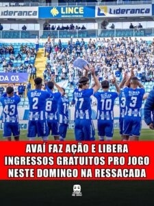 AVAÍ FAZ AÇÃO E LIBERA INGRESSOS GRATUITOS PRO JOGO NESTE DOMINGO NA RESSACADA