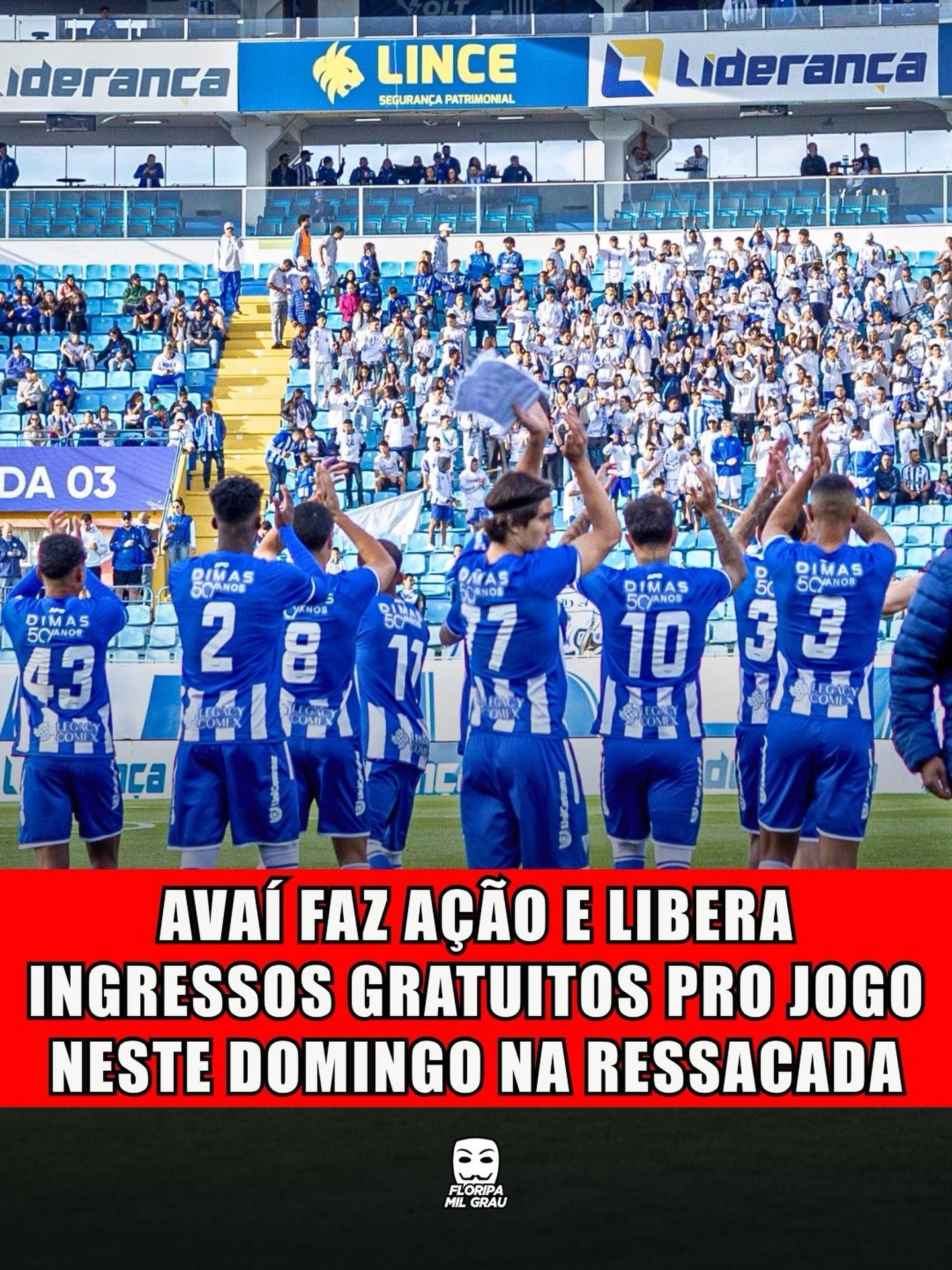 AVAÍ FAZ AÇÃO E LIBERA INGRESSOS GRATUITOS PRO JOGO NESTE DOMINGO NA RESSACADA