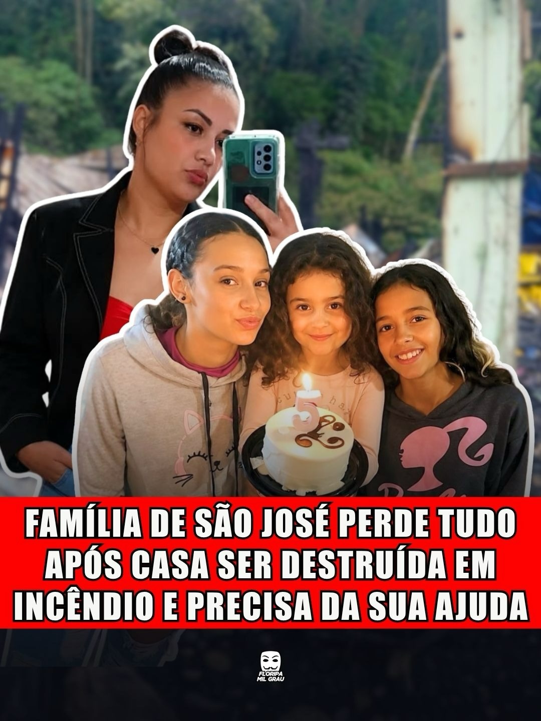 FAMÍLIA DE SÃO JOSÉ PERDE TUDO APÓS CASA SER DESTRUÍDA EM INCÊNDIO E PRECISA DA SUA AJUDA